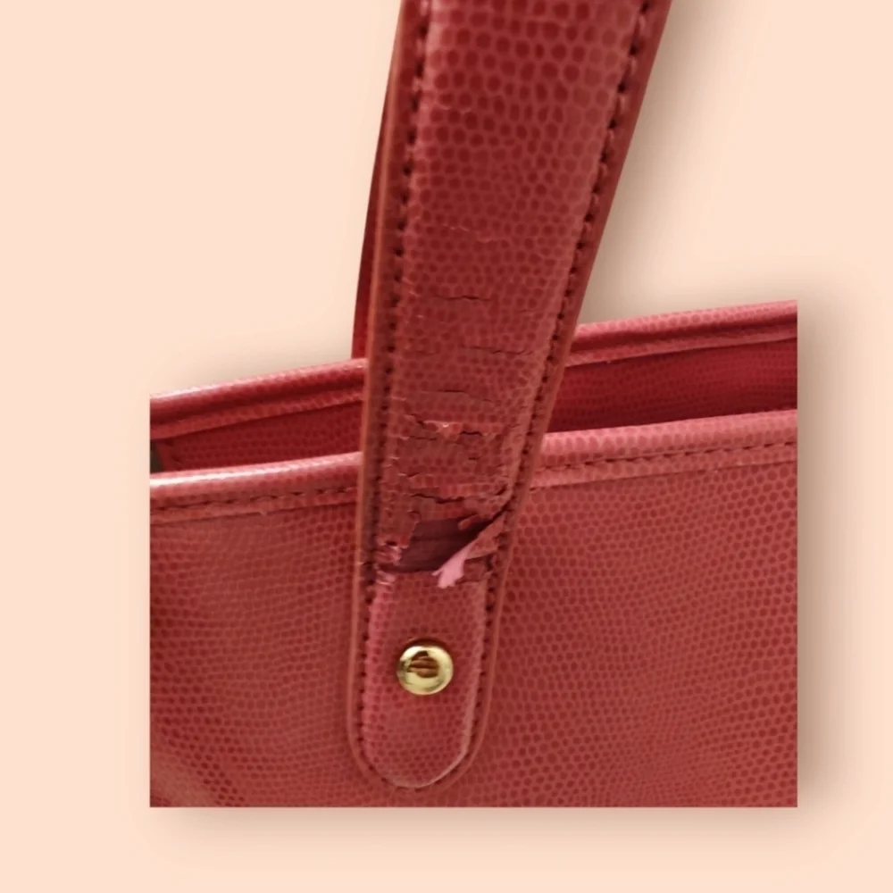Ralph Lauren Pink Leather Satchel w Gray Interior